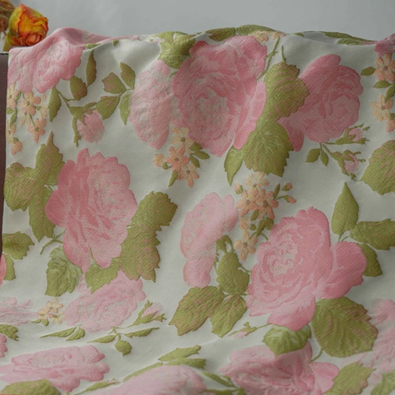 Beauty Flower Makeup - Yarn-dyed Jacquard Fabric Pink Women's Rose