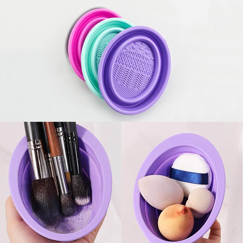 Beauty Makeup Organizer - Soft Silicone Makeup Brush Cleaner Folding