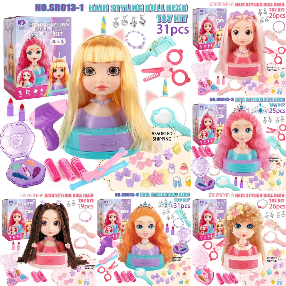 Beauty Makeup For Girl - Hair Styling Doll Head Makeup Toy