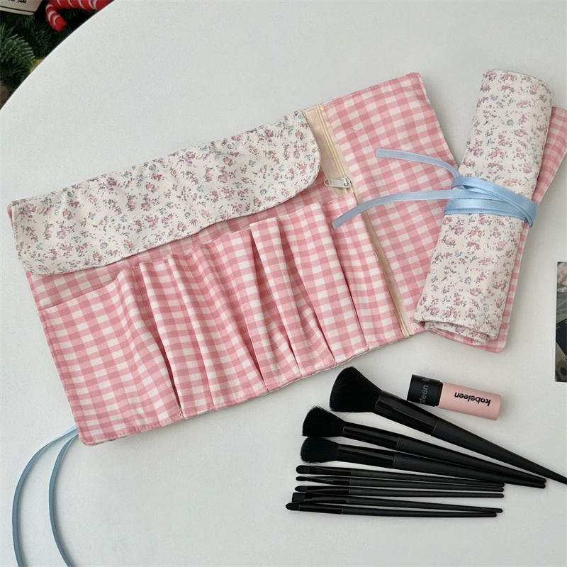 Floral Plaid Fabric Makeup Bru - đánh giá và giá Beauty Makeup Organizer