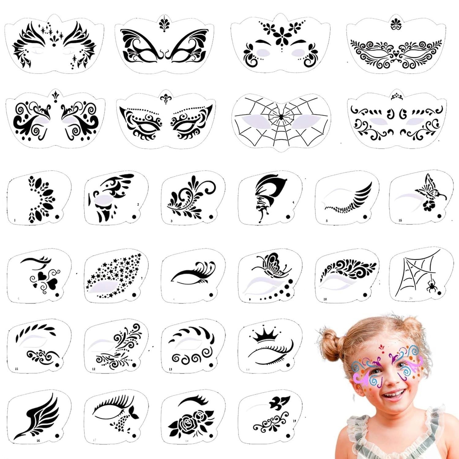 28 Pcs Face Paint Stencils Kit - đánh giá và giá Beauty Makeup Pictures