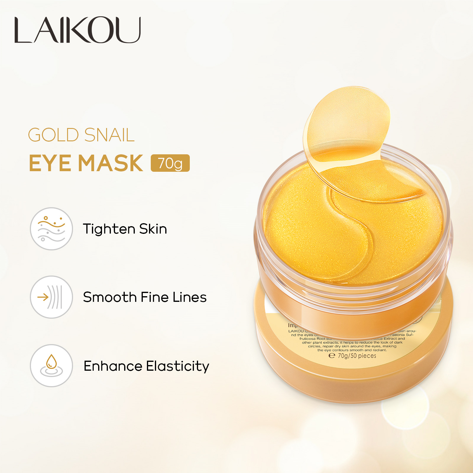 LAIKOU 50pcs Golden Snail Coll - đánh giá và giá Collagen Eye Patch